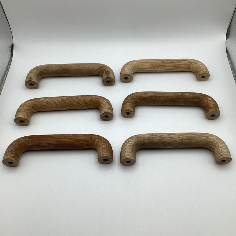 6 X vintage 4" CC oak reclaimed drawer desk pulls - Picture 3 of 6